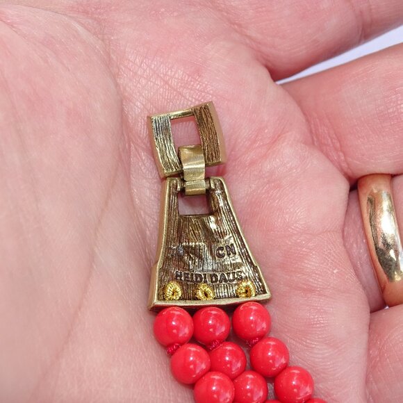 Heidi Daus Necklace & Extender/Bracelet Rhinestone & Faux Coral Bead Multistrand - Picture 16 of 16